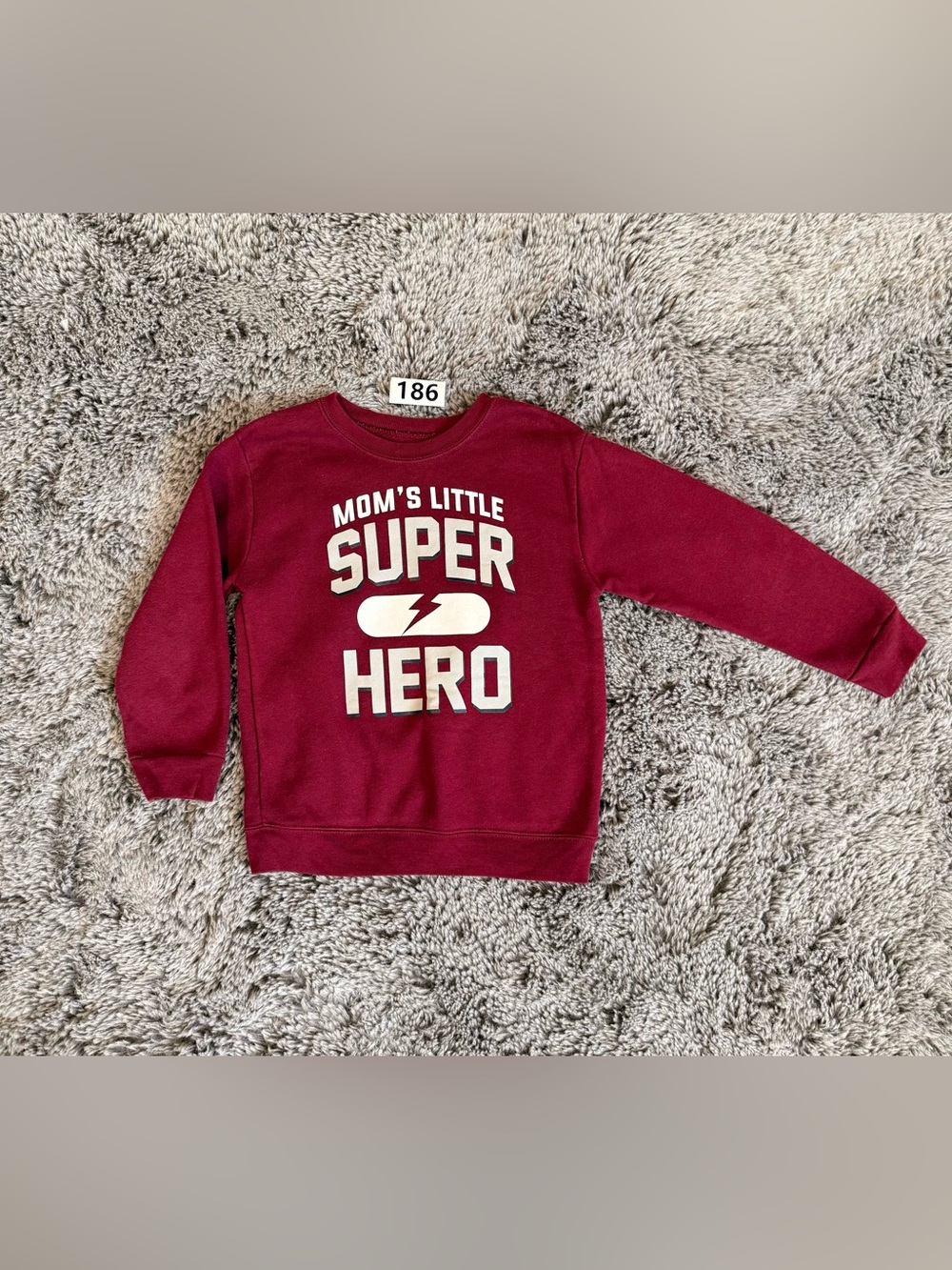 Garanimals Maroon Sweatshirt with White "Mom's Little Super Hero" Graphic